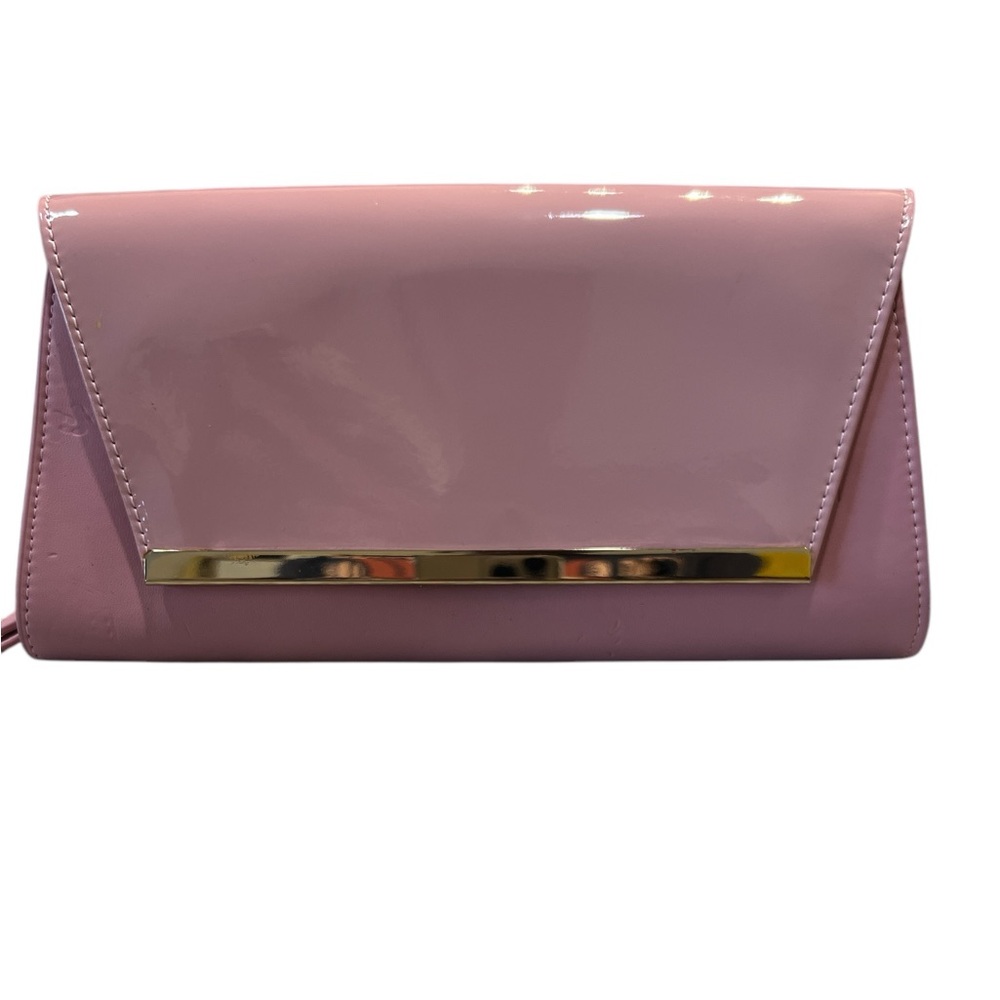 White House Black Market Pink Faux Patent Leather Clutch NEW - Picture 2 of 9
